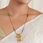 Sleek stone antique gold mangalsutra set