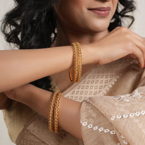 Stunning plain antique gold bangle set ( set of 4 )