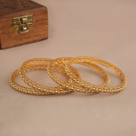 Stunning plain antique gold bangle set ( set of 4 )
