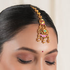 Gorgeous antique gold multicolor stone maangtika