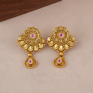 Stunning ruby antique gold long neckalce set