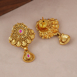 Stunning ruby antique gold long neckalce set