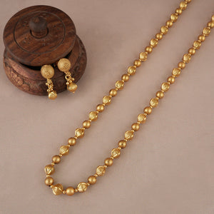 Beautiful plain gold mala necklace set