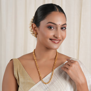 Beautiful plain gold mala necklace set