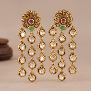 Long beautiful kundan antique gold earring