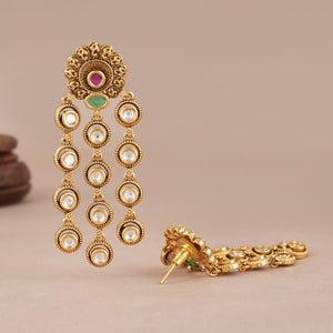 Long beautiful kundan antique gold earring
