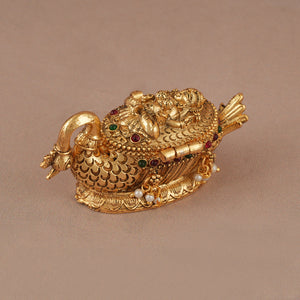 Stunning maa lakshmi stone peacock inspired sindoor box I Temple Jewellery