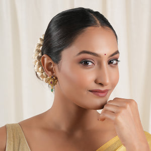 Beautiful stone drop antique gold earring