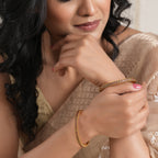 Sleek elegant multicolor antique gold bangle set