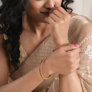 Sleek elegant multicolor antique gold bangle set