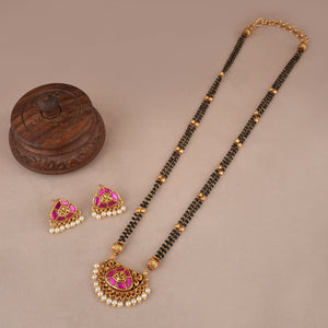 Elegant ruby antique gold mangalsutra set