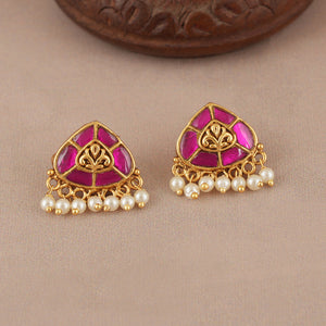 Elegant ruby antique gold mangalsutra set