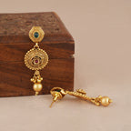 Long antique gold multicolor stone necklace set