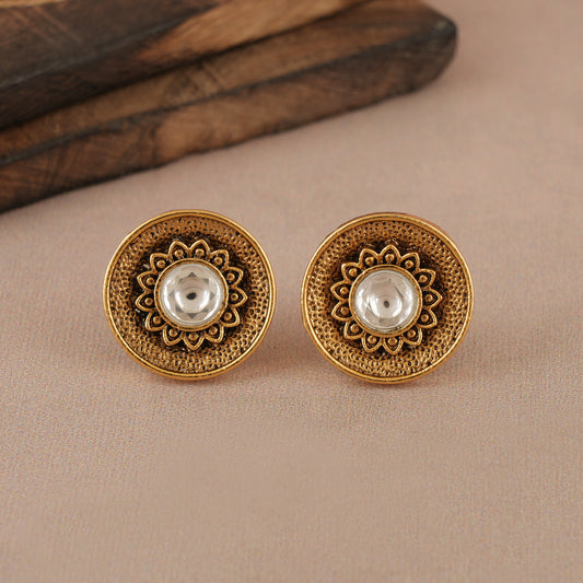 Small antique gold kundan earring