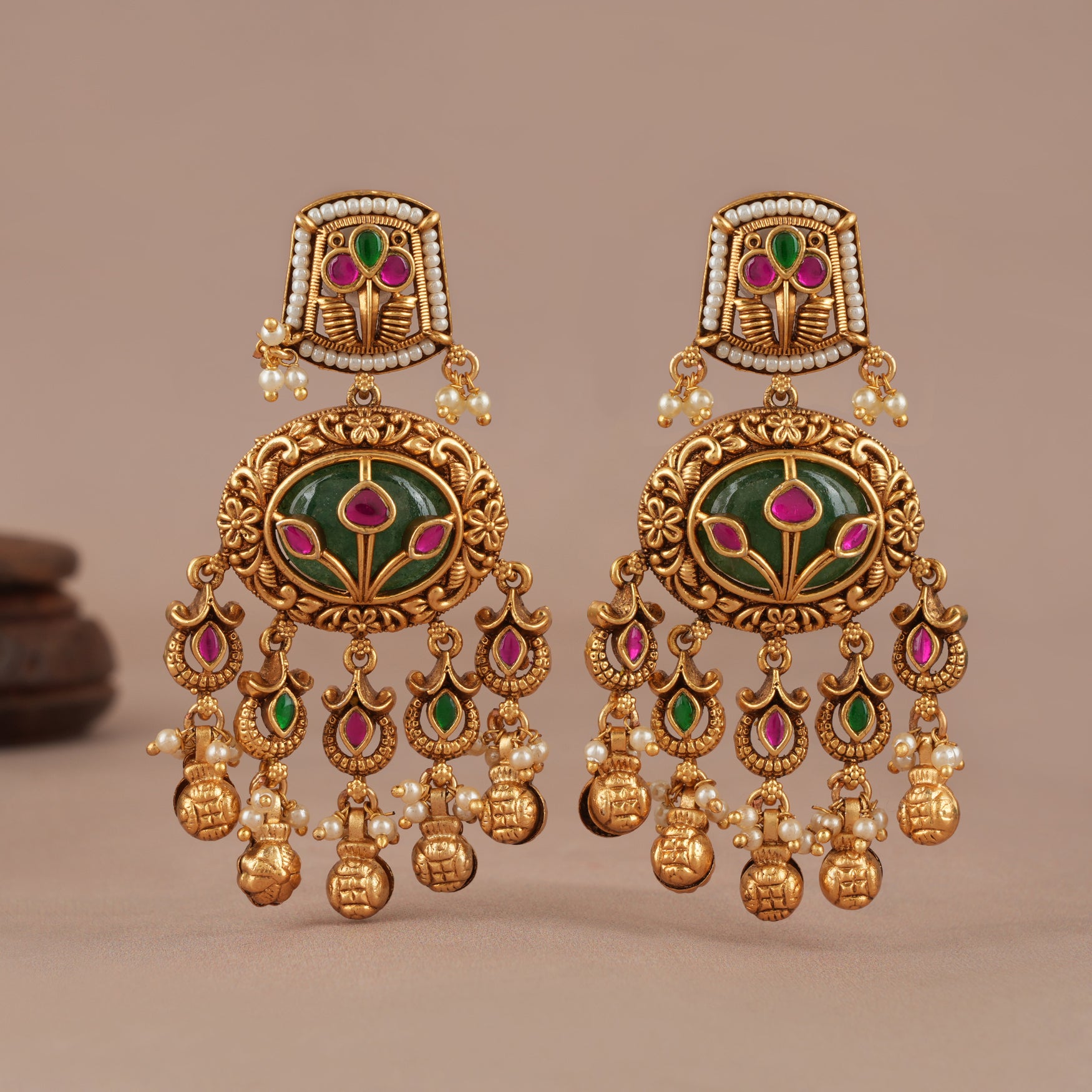 Long stone gold earring
