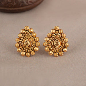 Stunning antique gold pear shape stud
