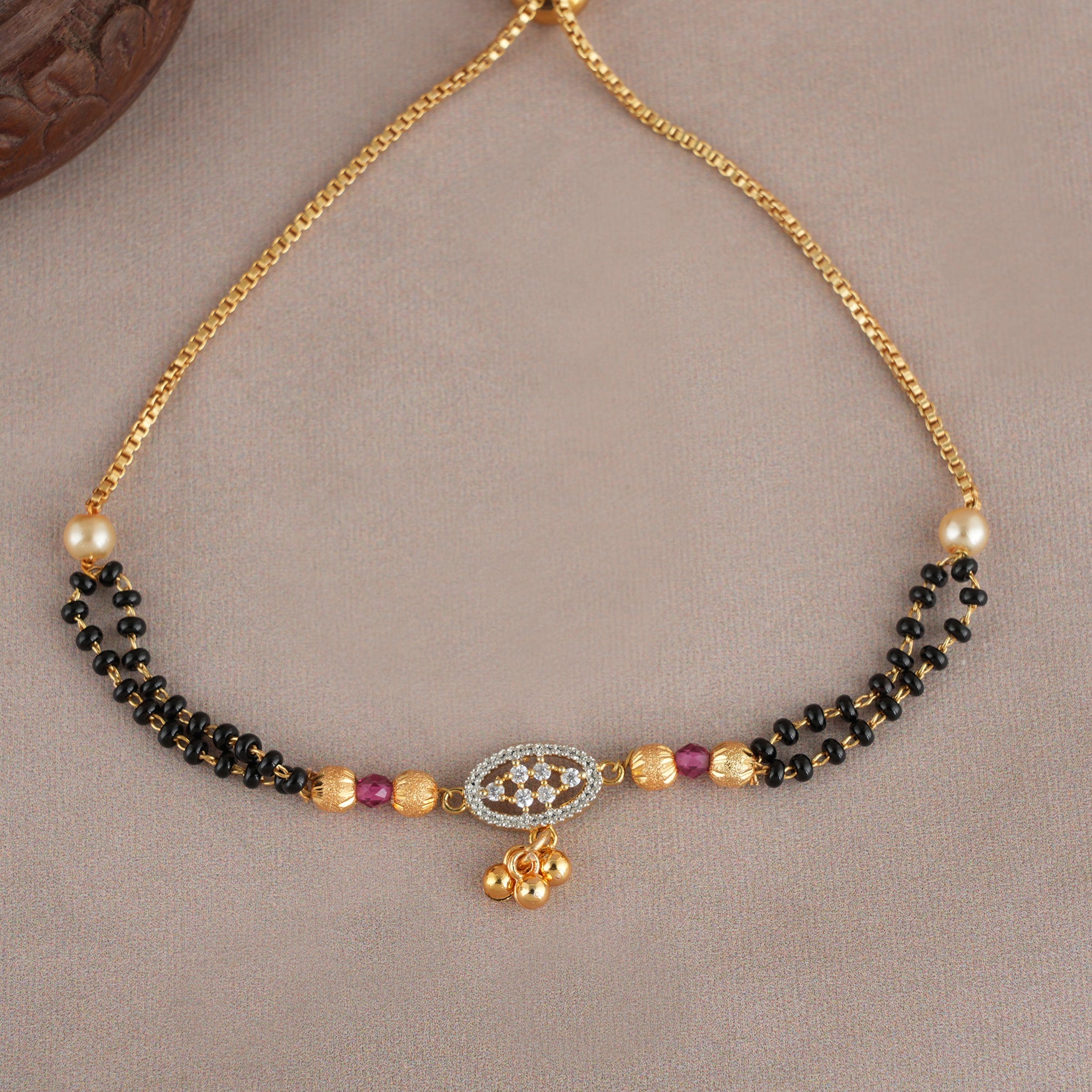 Cute gold polish mangalsutra bracelet