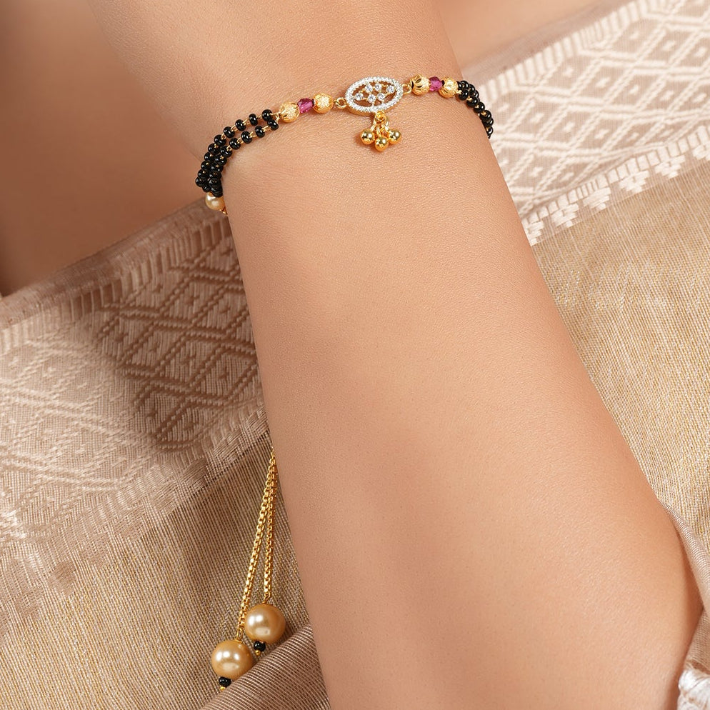 Cute gold polish mangalsutra bracelet