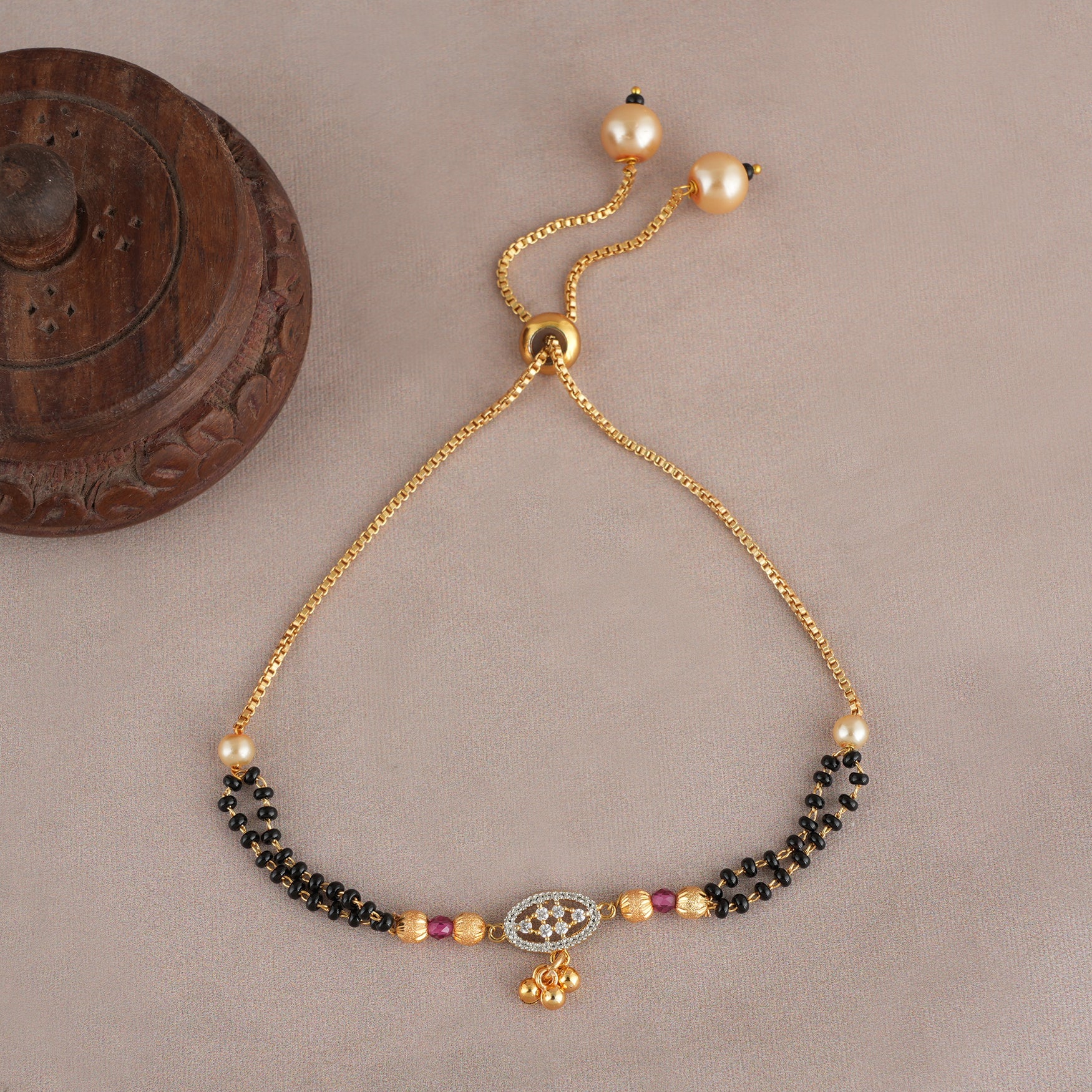 Cute gold polish mangalsutra bracelet