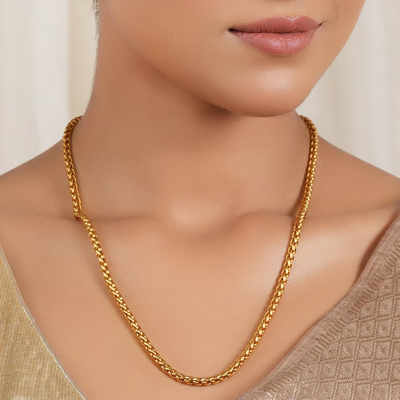 Spiral gold plated solid chain