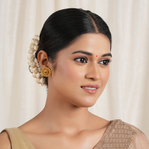 Beautiful gold plated  floral stud earring