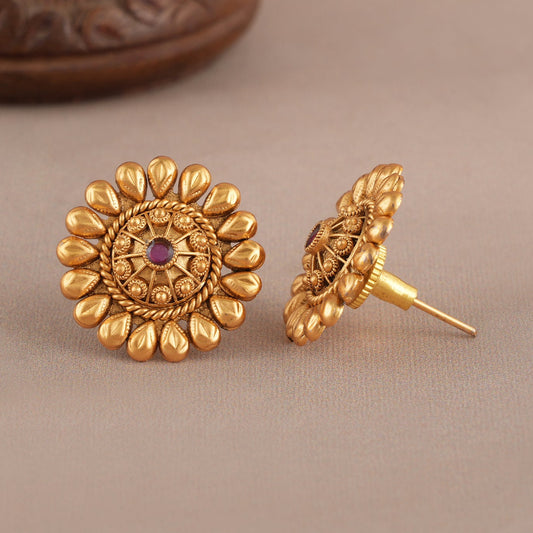Beautiful gold plated  floral stud earring