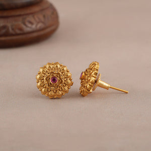 Beautiful stone stud gold plated earring