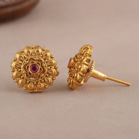 Beautiful stone stud gold plated earring