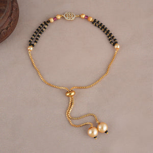 Sleek gold plated free size mangalsutra bracelet
