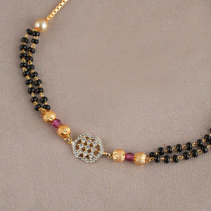 Sleek gold plated free size mangalsutra bracelet