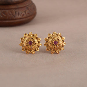 Bold gold plated stone stud earring
