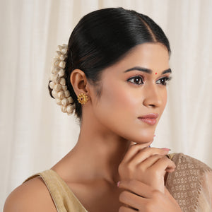 Bold gold plated stone stud earring