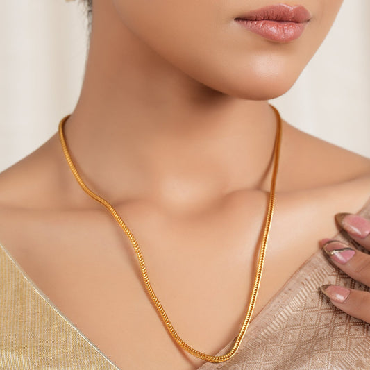 Plain gold plated solid chain for women