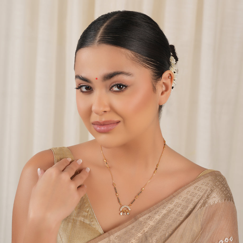 Sleek gold plated diamond mangalsutra