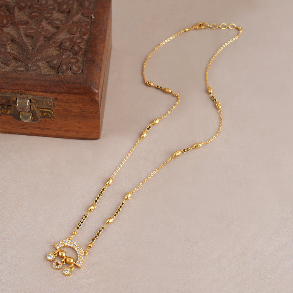 Sleek gold plated diamond mangalsutra