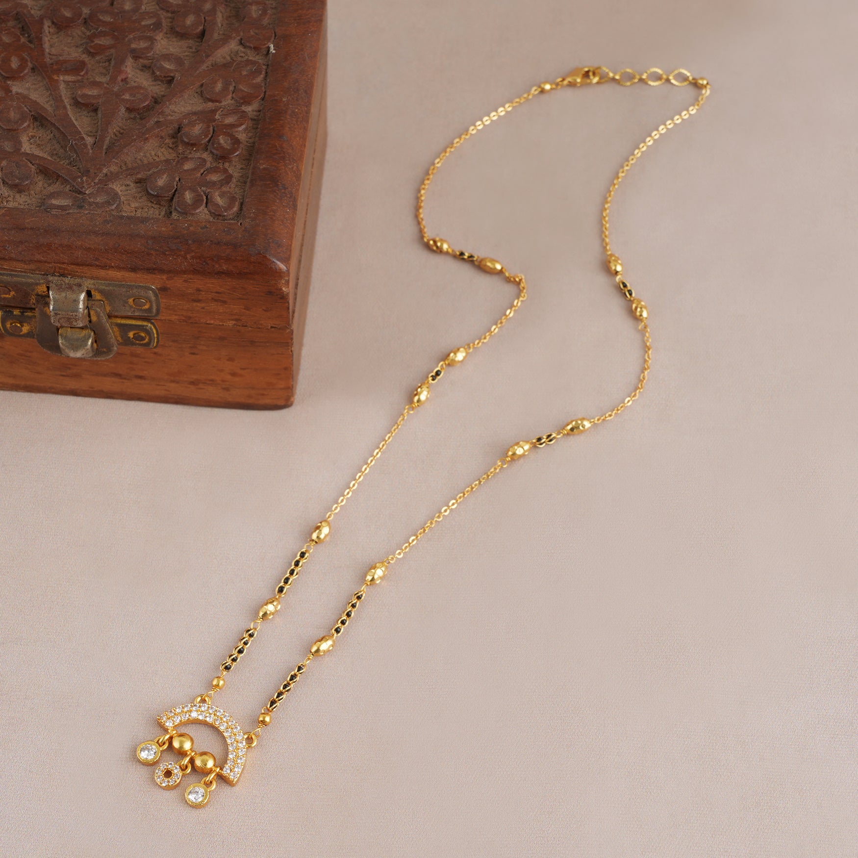 Sleek gold plated diamond mangalsutra