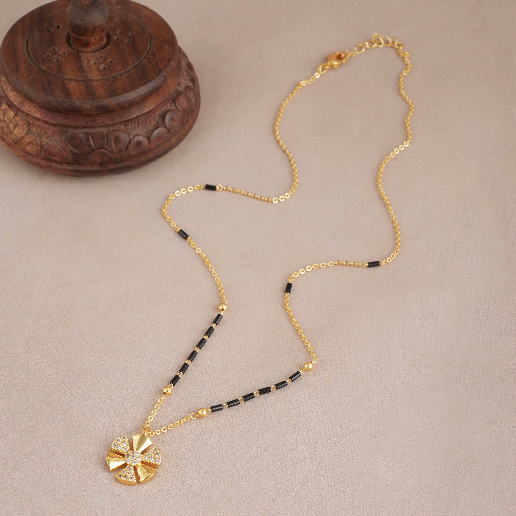 Cute floral gold plated mangalsutra