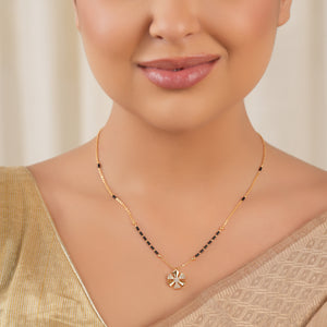 Cute floral gold plated mangalsutra