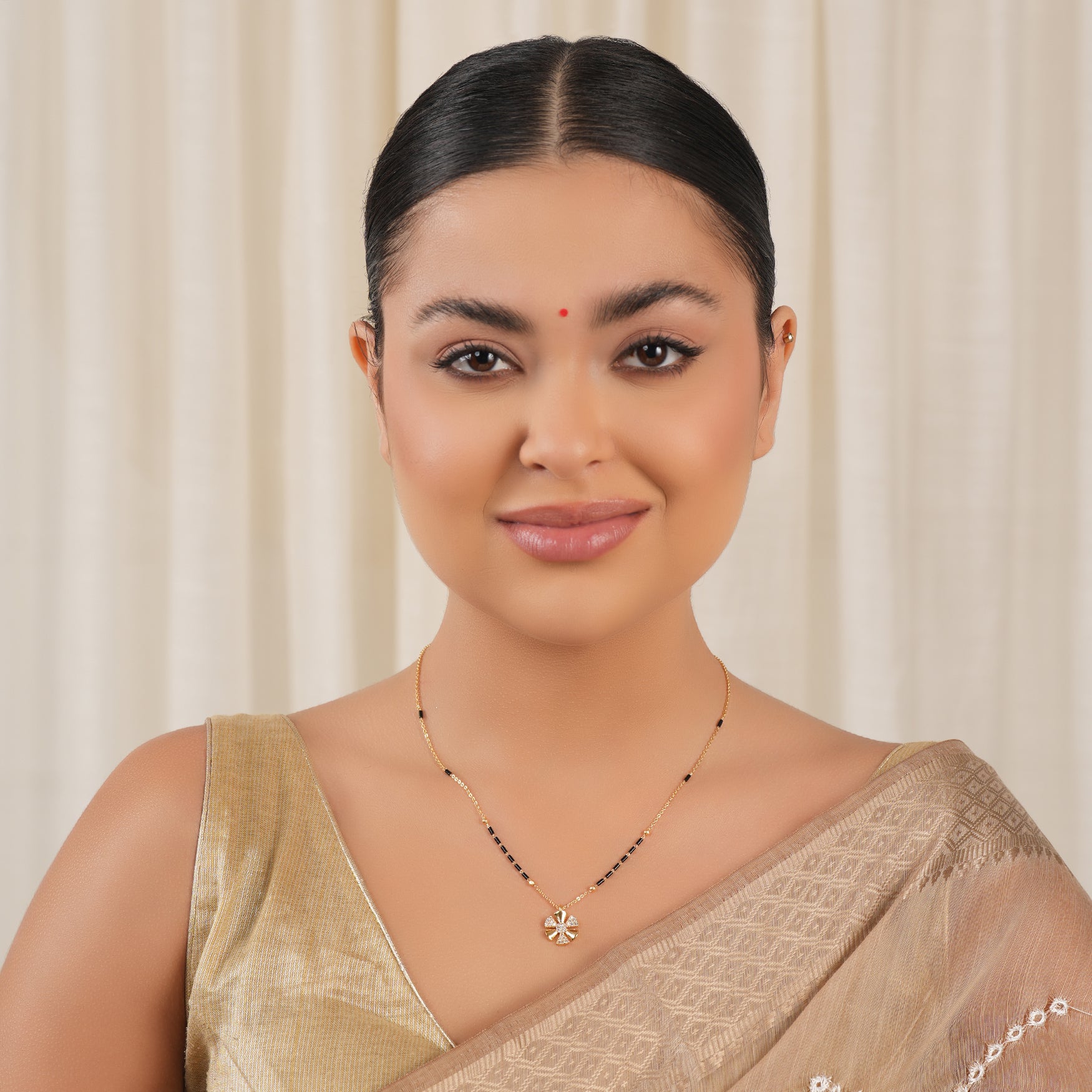 Cute floral gold plated mangalsutra