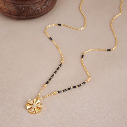 Cute floral gold plated mangalsutra
