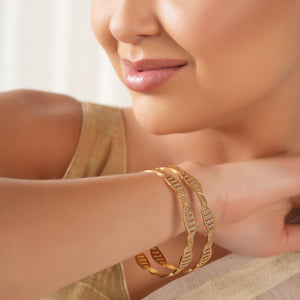 Beautiful dual tone gold plated bangle set