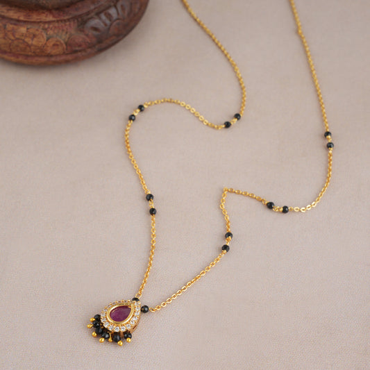 Cute elegant stone gold plated mangalsutra