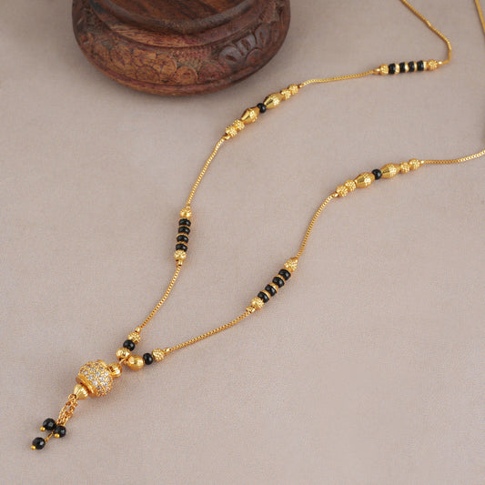 Sleek gold plated diamond ball mangalsutra