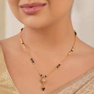 Sleek gold plated diamond ball mangalsutra