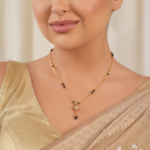 Sleek gold plated diamond ball mangalsutra