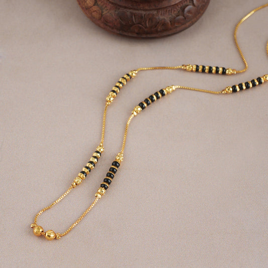 elegant gold plated black bead mangalsutra