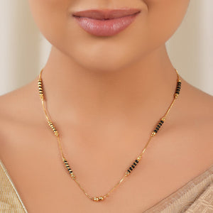 elegant gold plated black bead mangalsutra