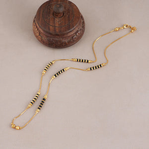 elegant gold plated black bead mangalsutra