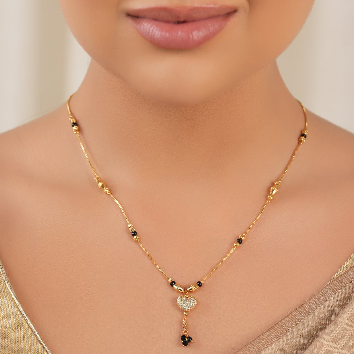 Cute heart gold plated mangalsutra