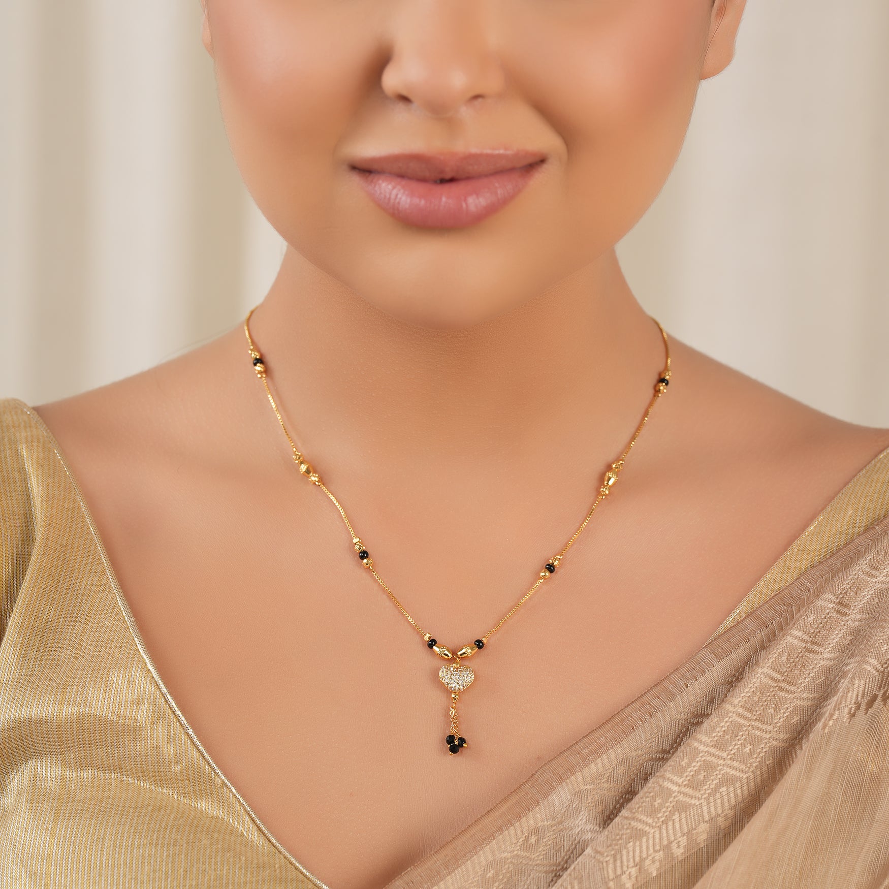 Cute heart gold plated mangalsutra